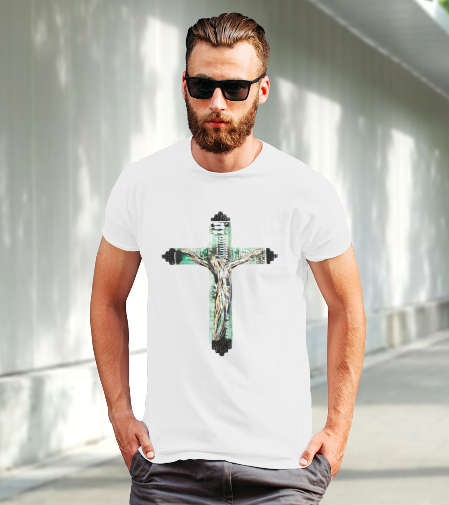 Nawafers The Cross Hardware Circuit Crucifix T-Shirt