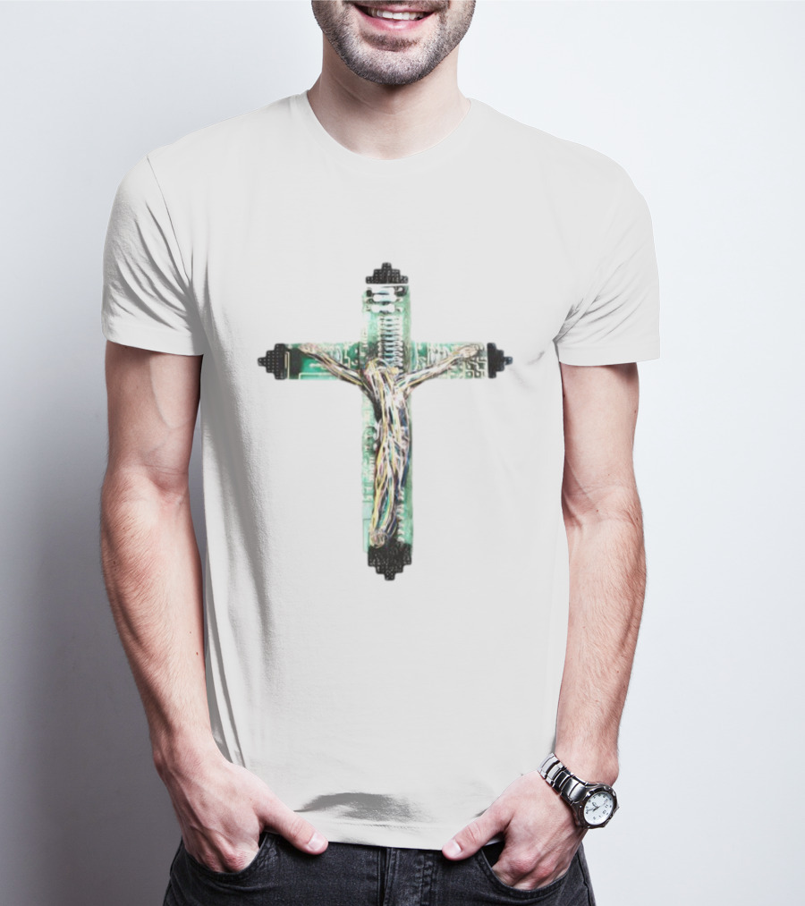 Nawafers The Cross Hardware Circuit Crucifix T-Shirt
