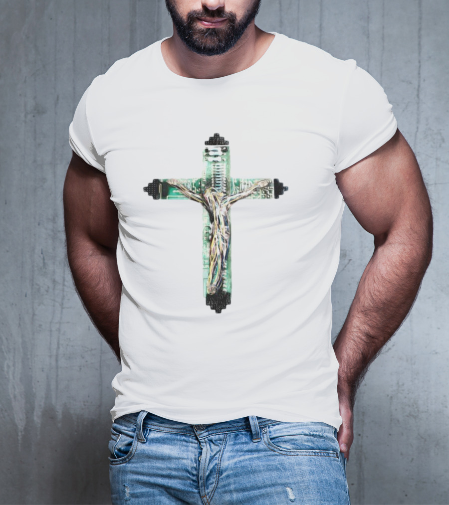 Nawafers The Cross Hardware Circuit Crucifix T-Shirt