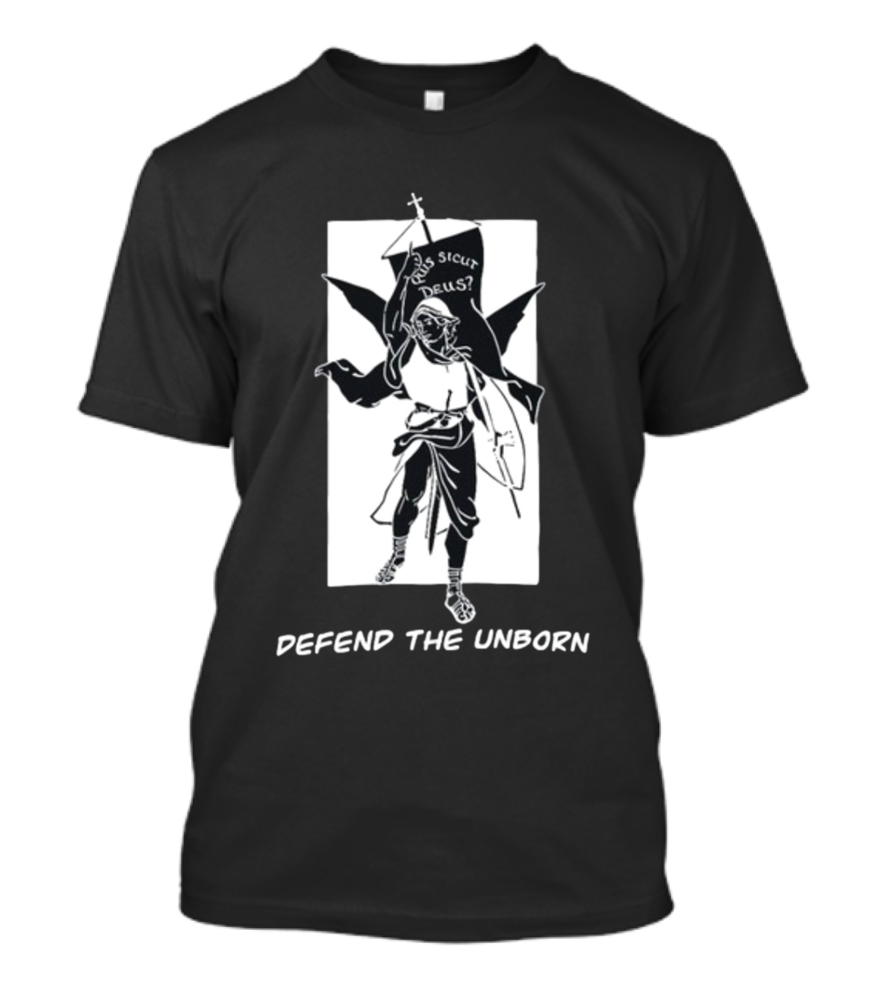 Quis Sicut Deus Defend The Unborn Angelic Warrior T-Shirt