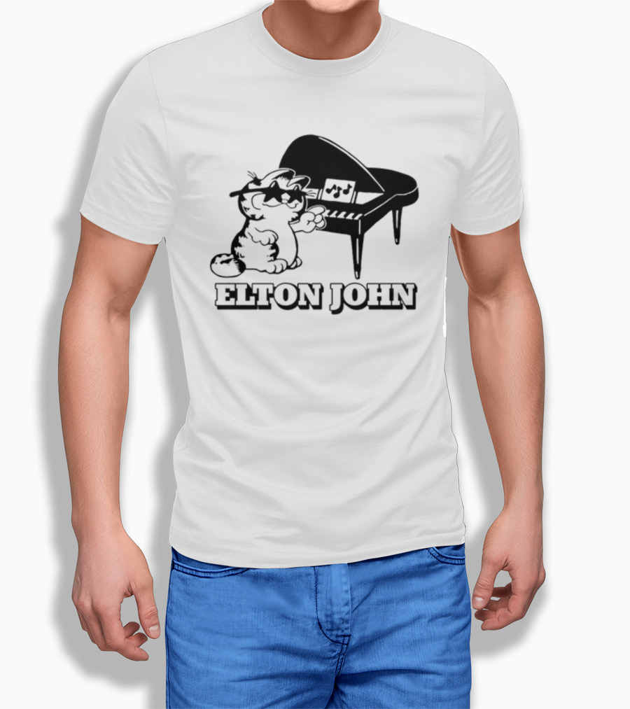 Garf At The Piano With Elton John Motif T-Shirt