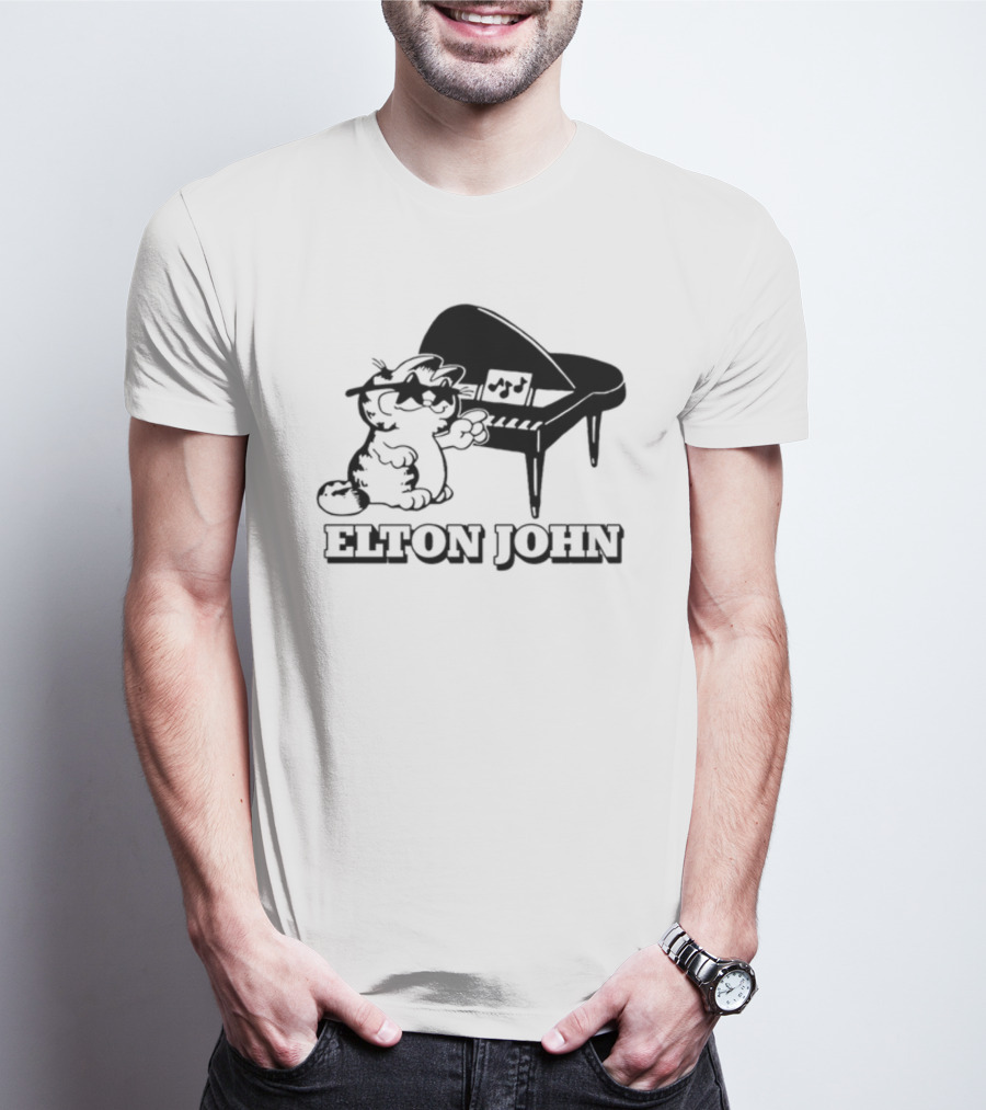 Garf At The Piano With Elton John Motif T-Shirt