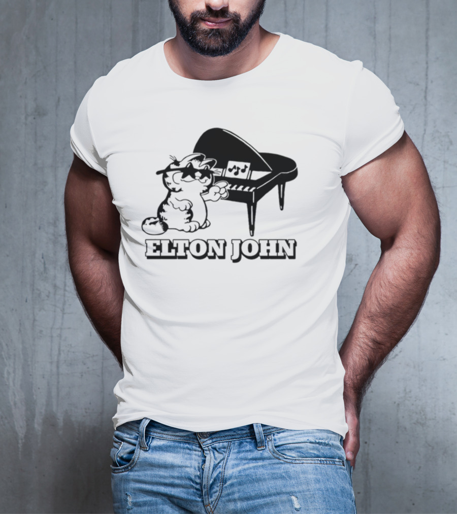 Garf At The Piano With Elton John Motif T-Shirt