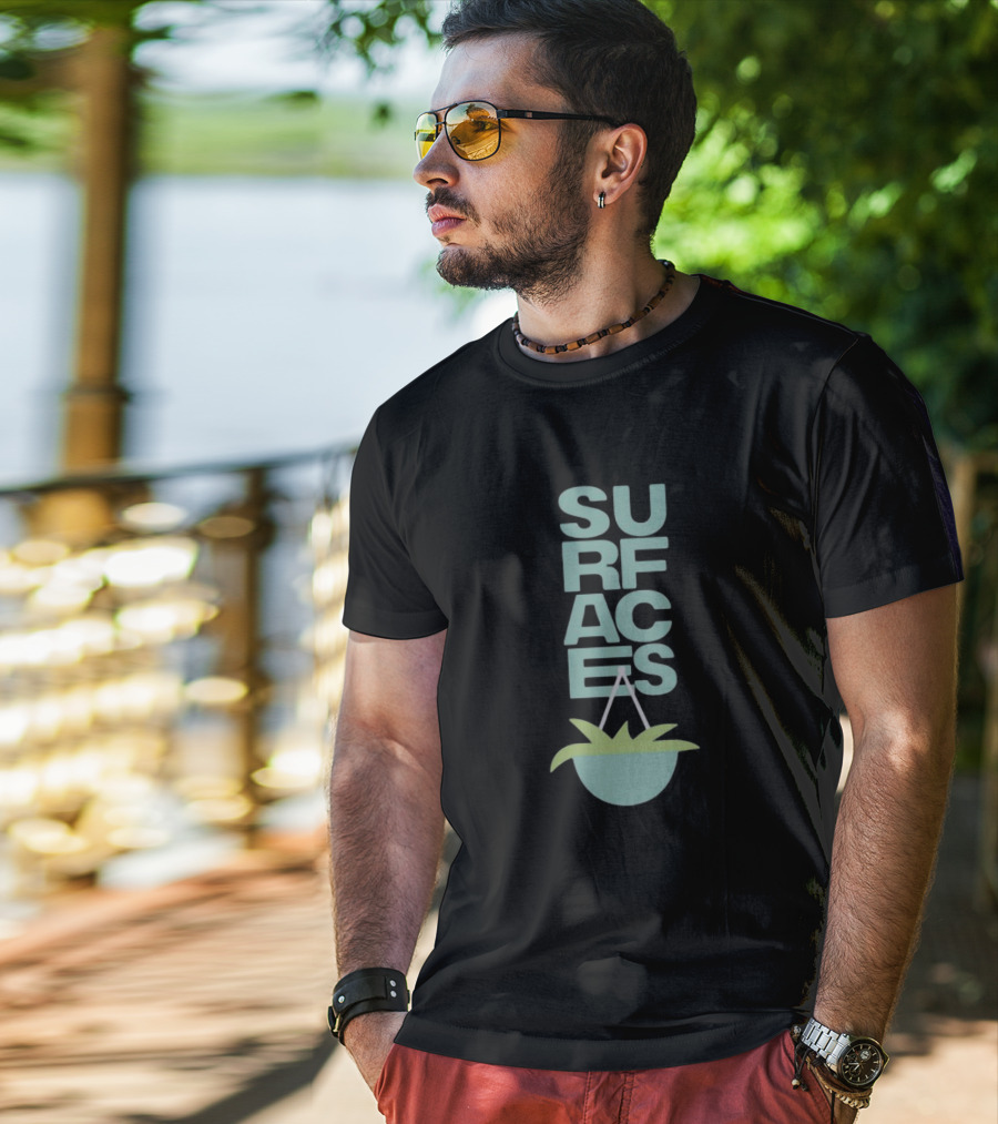 Surfacesmusic Where The Light Is Minimalist Plant Design Oil Green T-Shirt