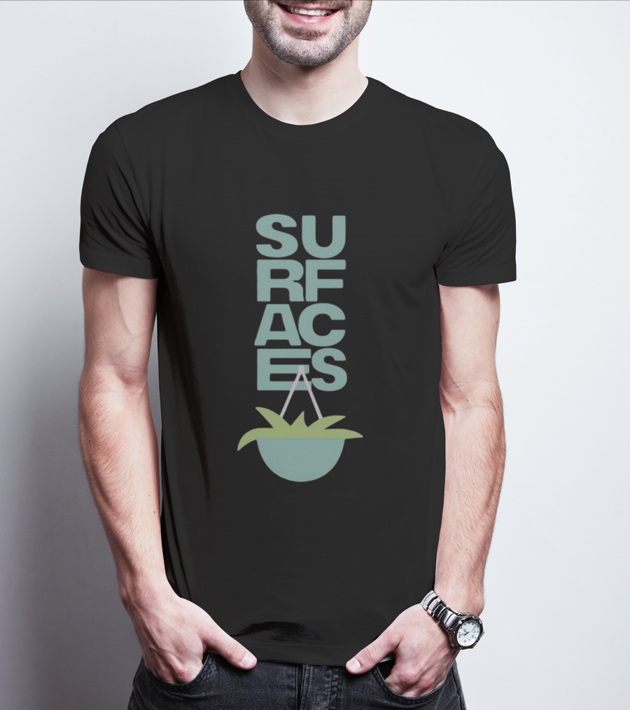 Surfacesmusic Where The Light Is Minimalist Plant Design Oil Green T-Shirt