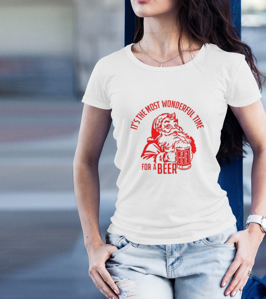 Santa Claus It's The Most Wonderful Time For A Beer Christmas T-Shirt