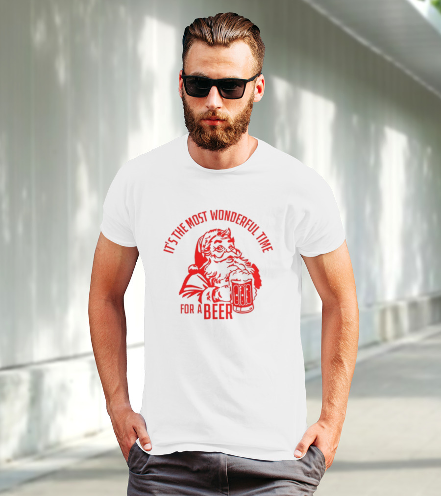 Santa Claus It's The Most Wonderful Time For A Beer Christmas T-Shirt