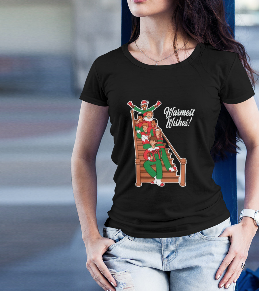 Warmest Wishes Holiday Family Celebration On Stairs T-Shirt