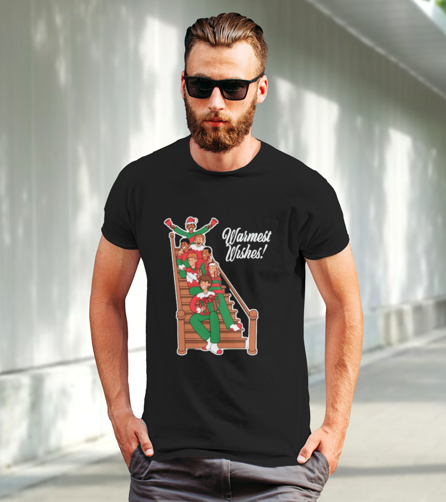 Warmest Wishes Holiday Family Celebration On Stairs T-Shirt