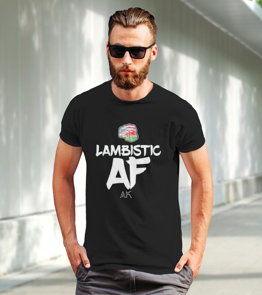 Lambistic AF American Kenyan Flag Map T-Shirt
