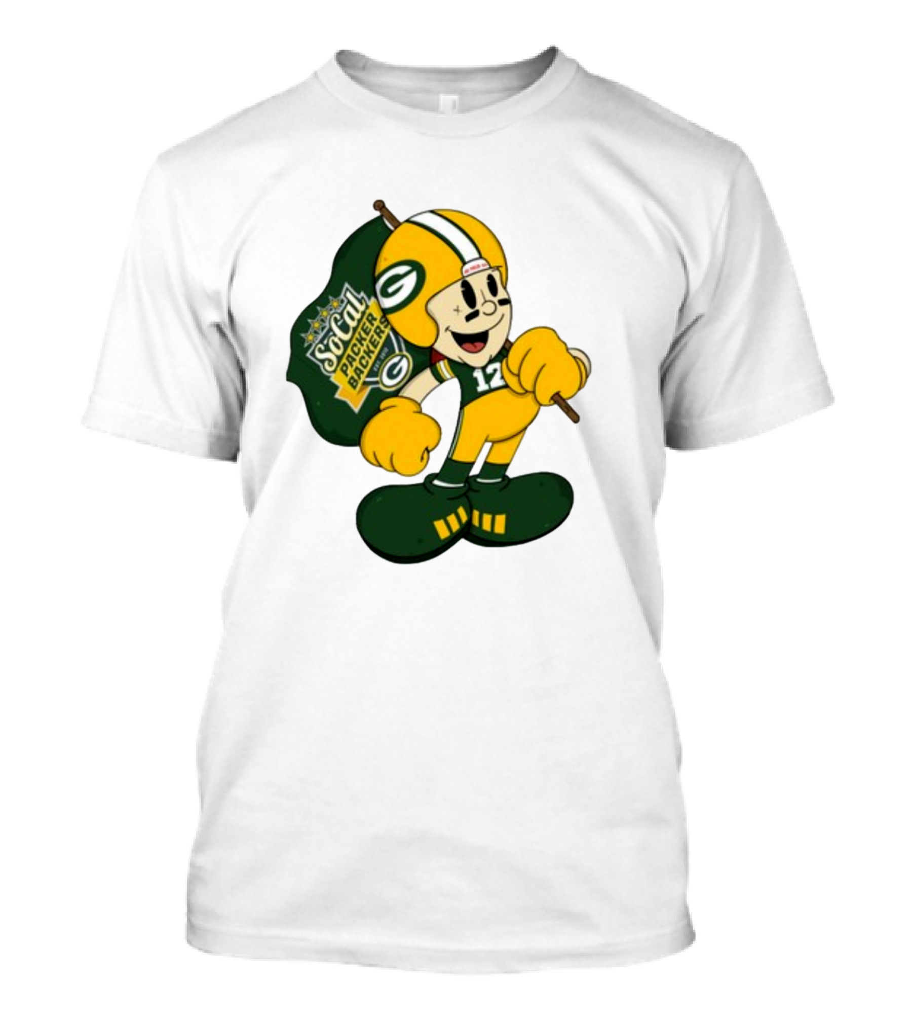 Socal Packer Backers 12 Retro Cartoon Football Character T-Shirt