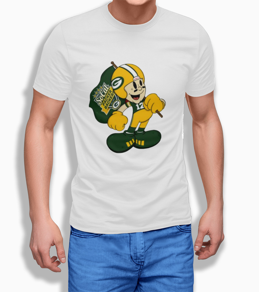 Socal Packer Backers 12 Retro Cartoon Football Character T-Shirt