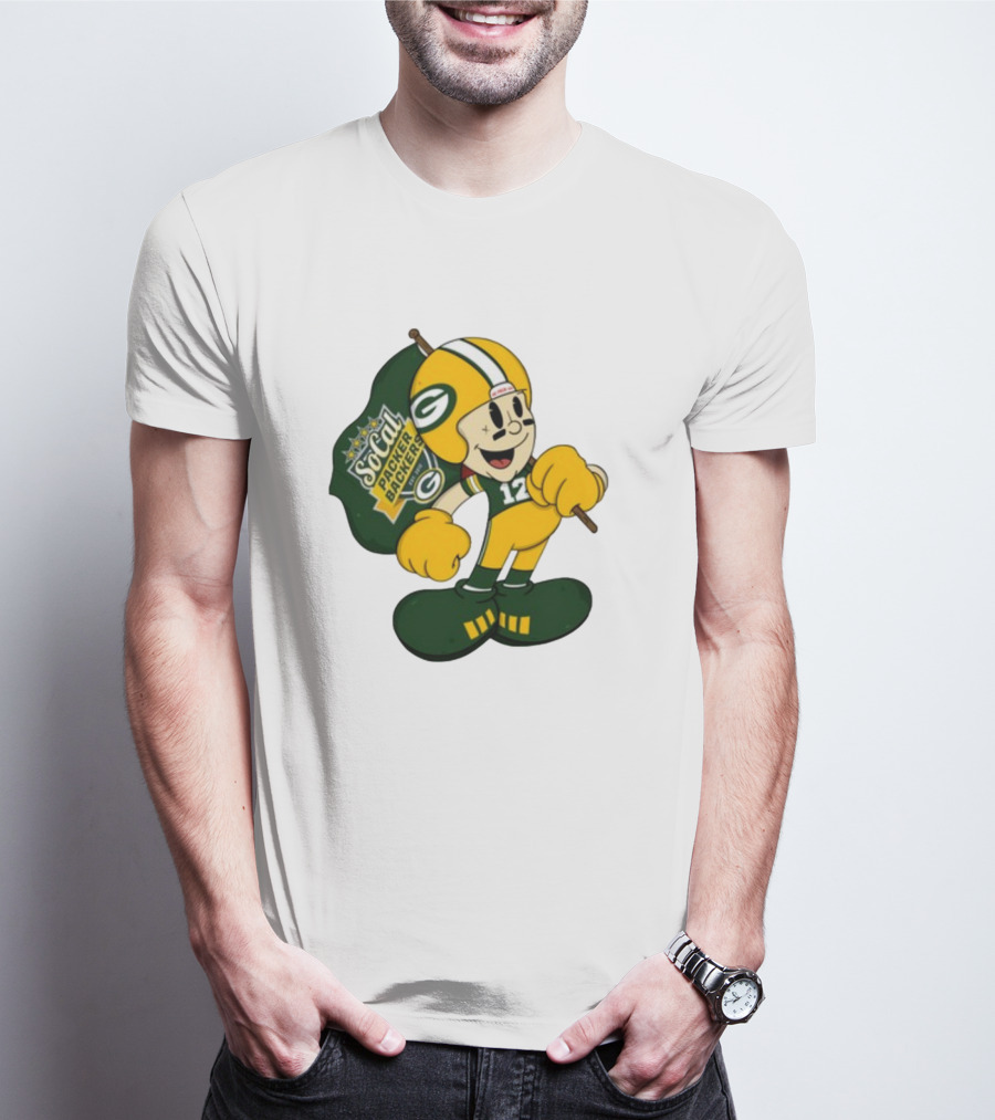 Socal Packer Backers 12 Retro Cartoon Football Character T-Shirt