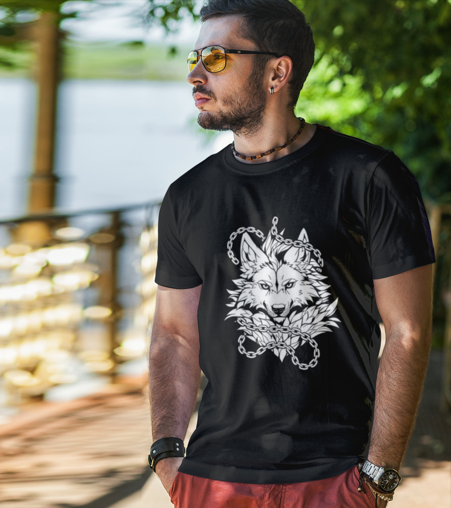 Wolf Head Enclosed By Chains T-Shirt