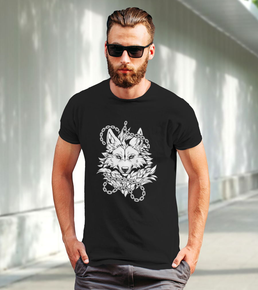 Wolf Head Enclosed By Chains T-Shirt