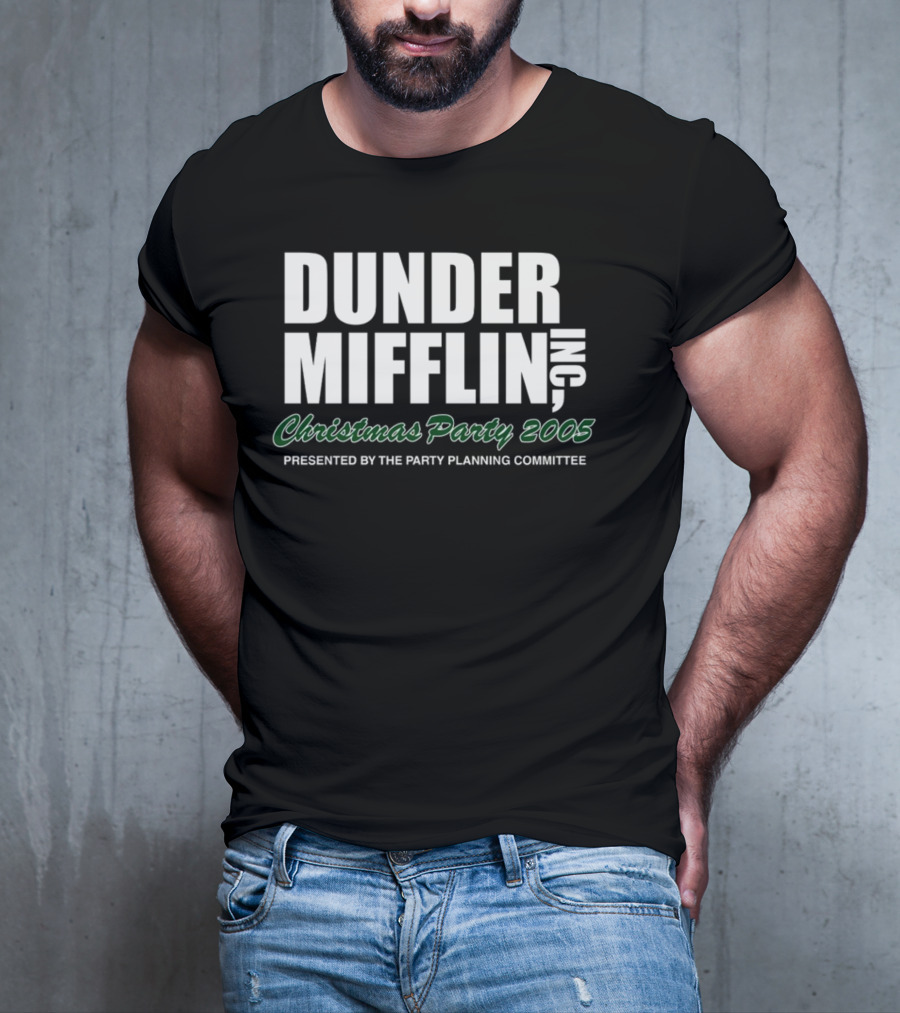 Dunder Mifflin Inc Christmas Party 2005 Presented By The Party Planning Committee Office Event T-Shirt