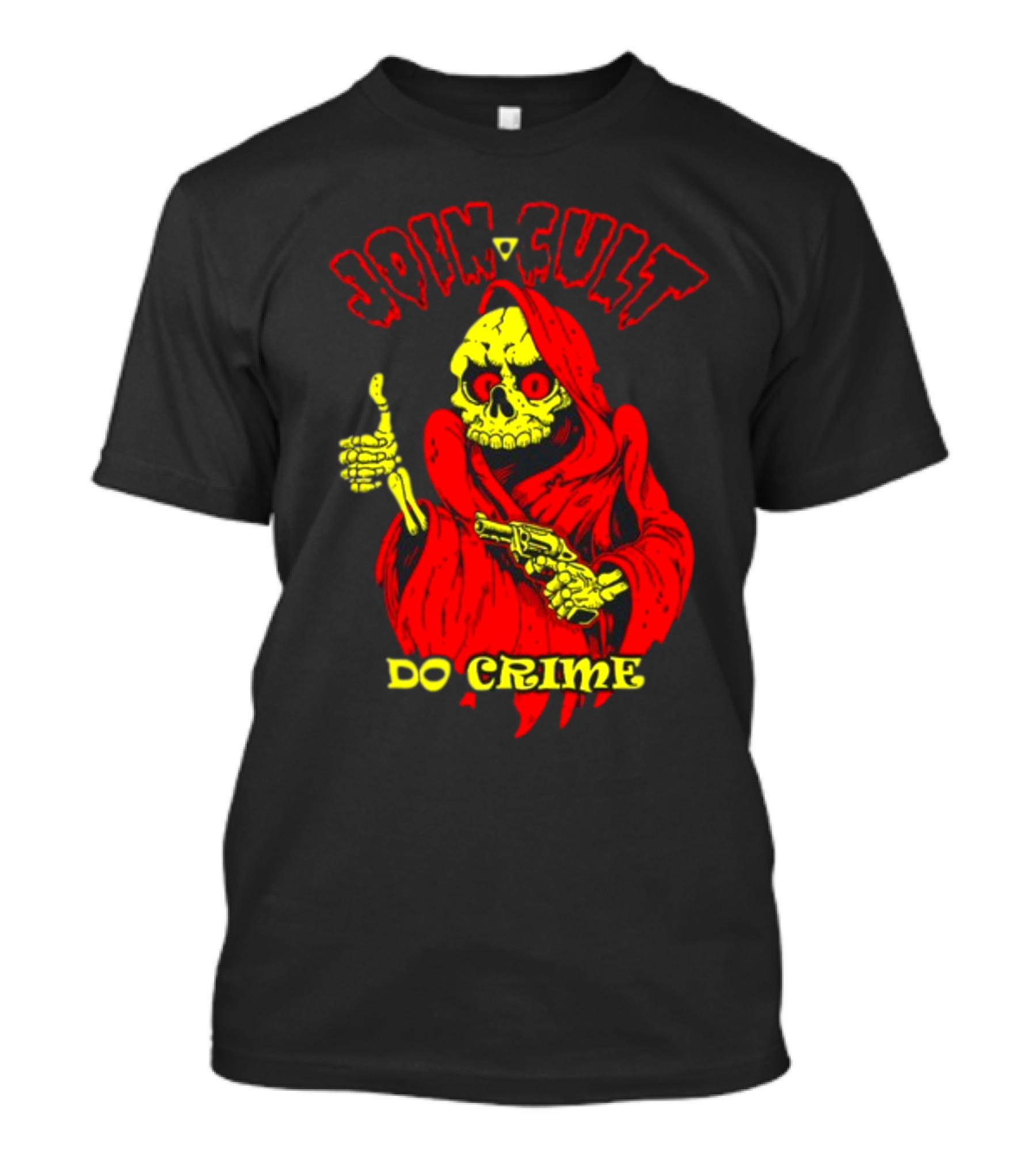 Join Cult Do Crime Grim Reaper Skeleton With Gun T-Shirt