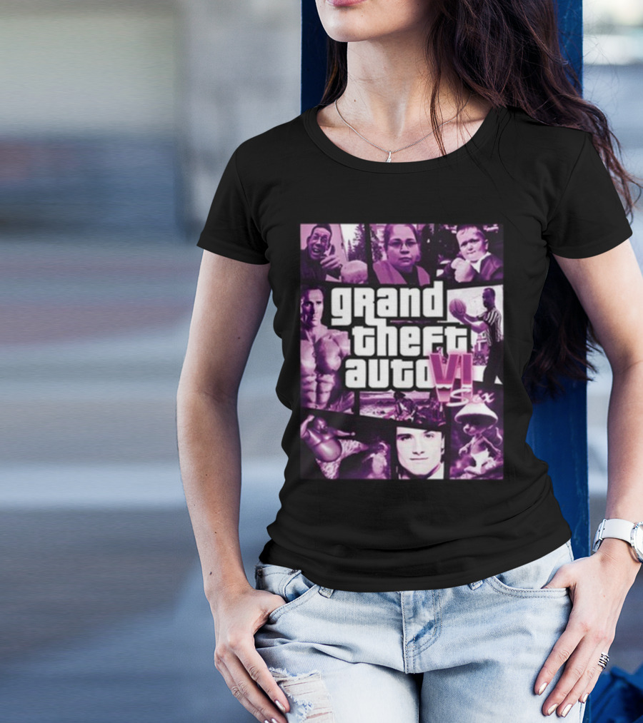 Grand Theft Auto VI Six Galleryno8 Purple Collage T-Shirt