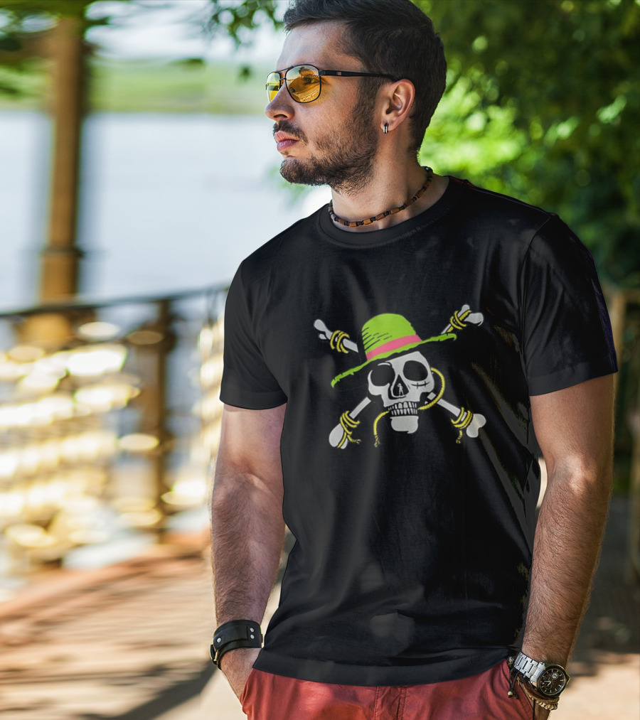 Skull Netfli X One Piece Adventure Luffy Iconic Straw Hat Crossbones T-Shirt