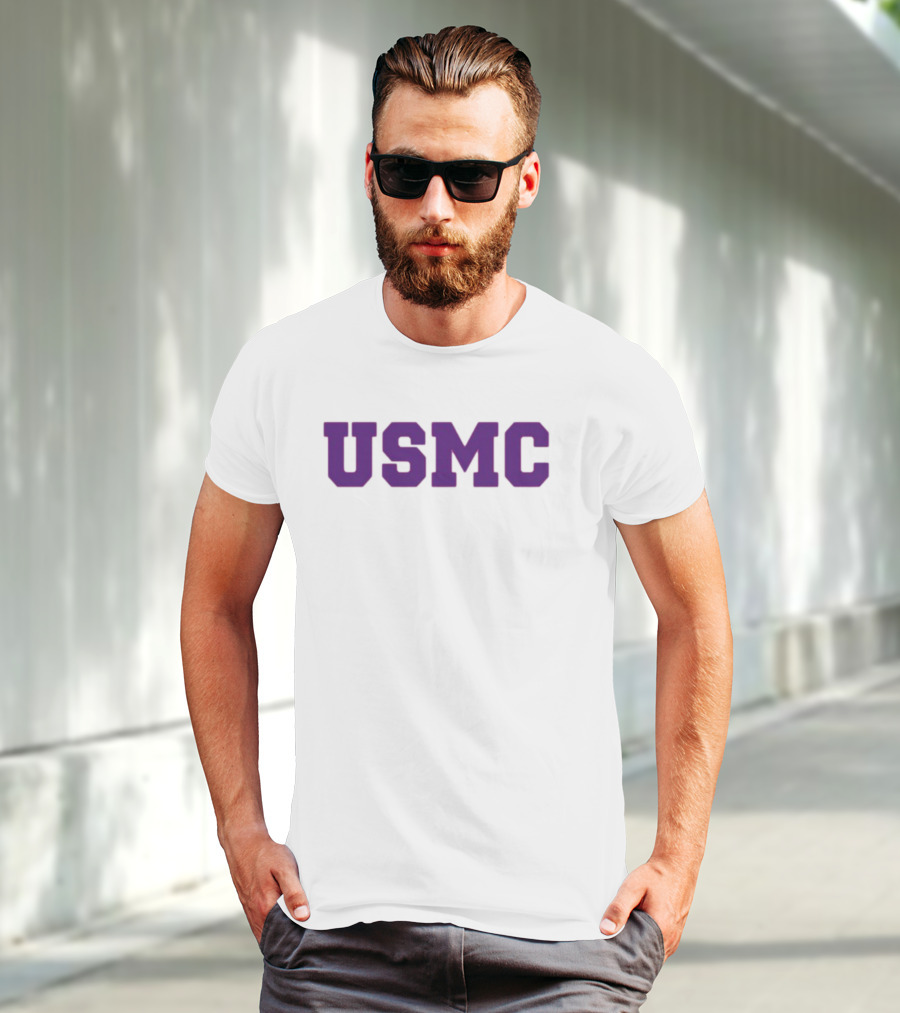 James Carville USMC Purple Bold Letters T-Shirt