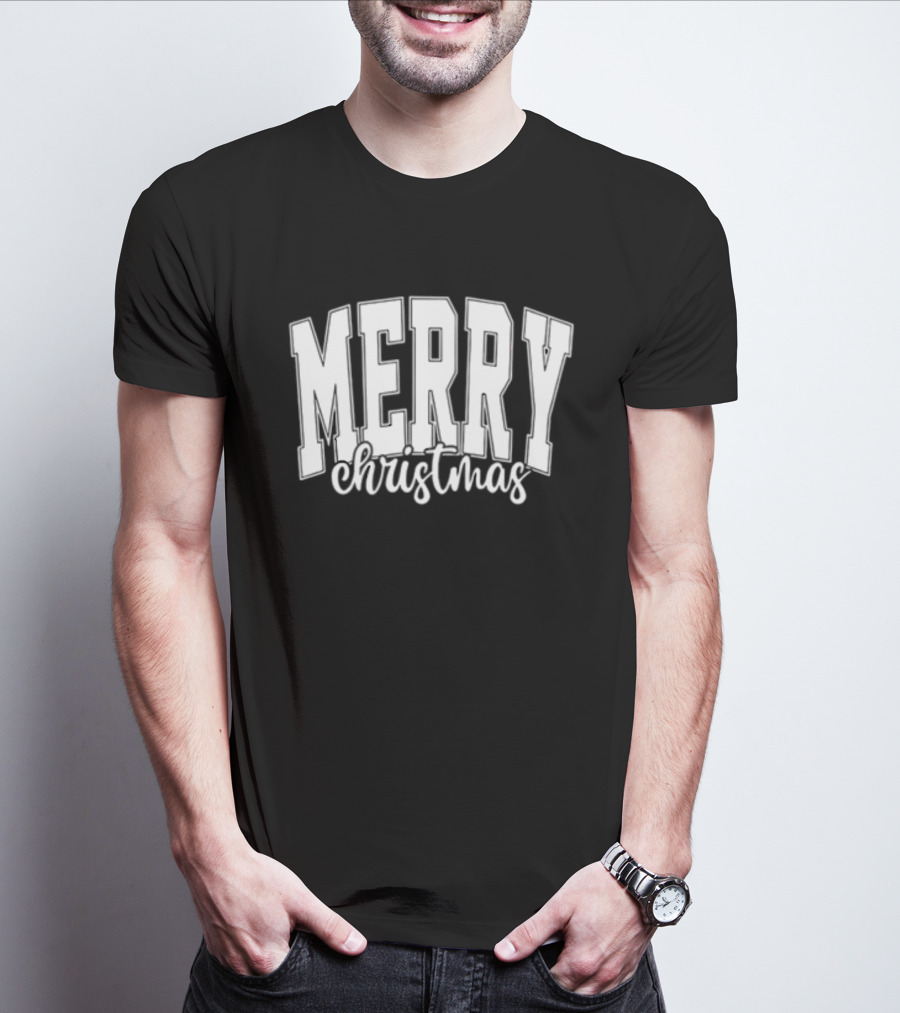 Merry Christmas Simple Classic Bold Festive Text T-Shirt