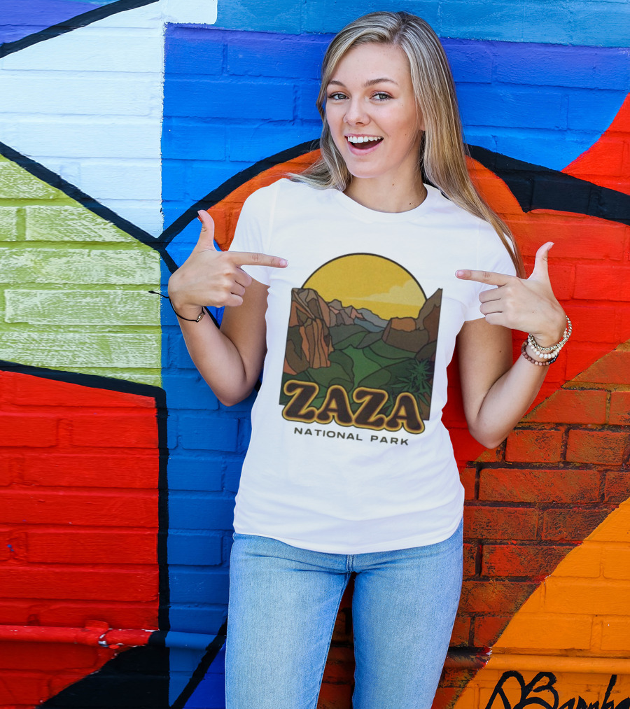 Zaza National Park Vintage Landscape With Mountains And Yellow Sunset T-Shirt