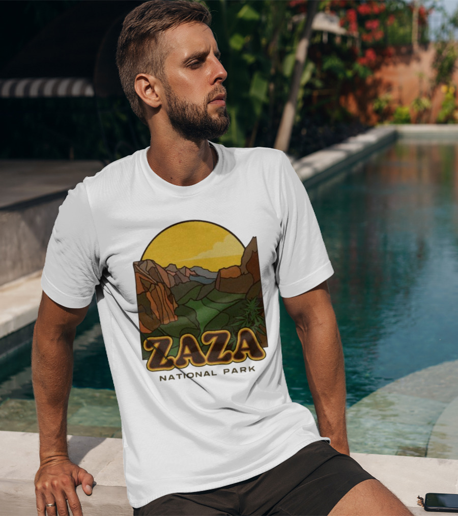 Zaza National Park Vintage Landscape With Mountains And Yellow Sunset T-Shirt