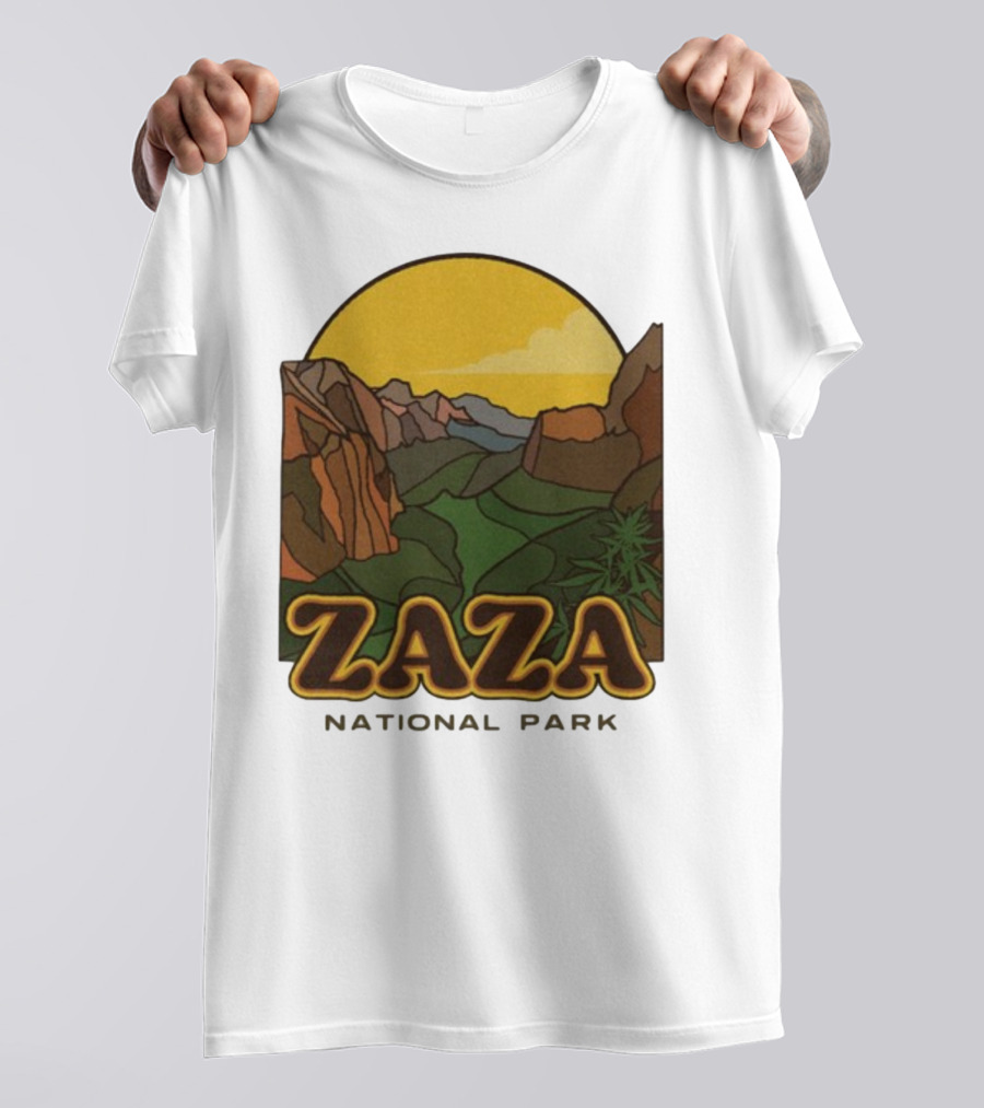 Zaza National Park Vintage Landscape With Mountains And Yellow Sunset T-Shirt