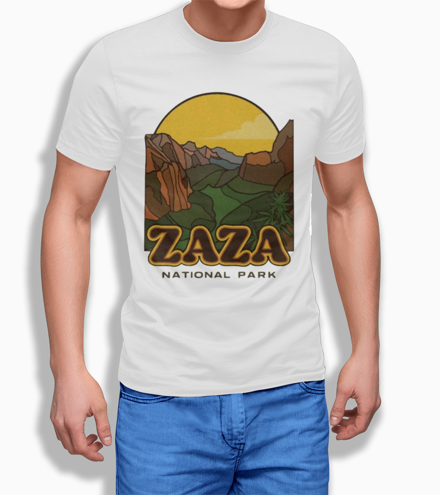Zaza National Park Vintage Landscape With Mountains And Yellow Sunset T-Shirt