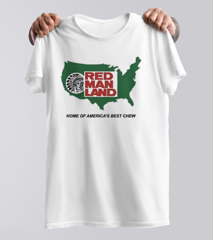 Cornbreadcountryclub Red Man Land Home Of America's Best Chew Map T-Shirt