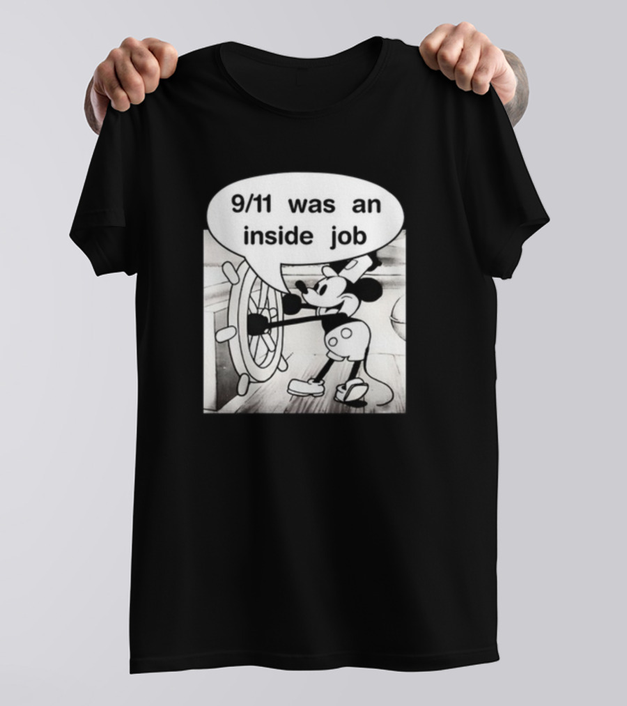 9/11 Was An Inside Job Mickey Mouse Steering Wheel T-Shirt