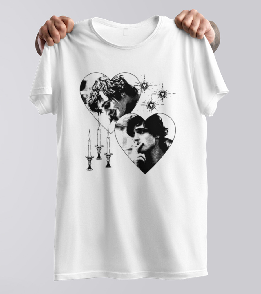Mustardyardpress Saltburn Felix Hearts Candlelight Portraits T-Shirt