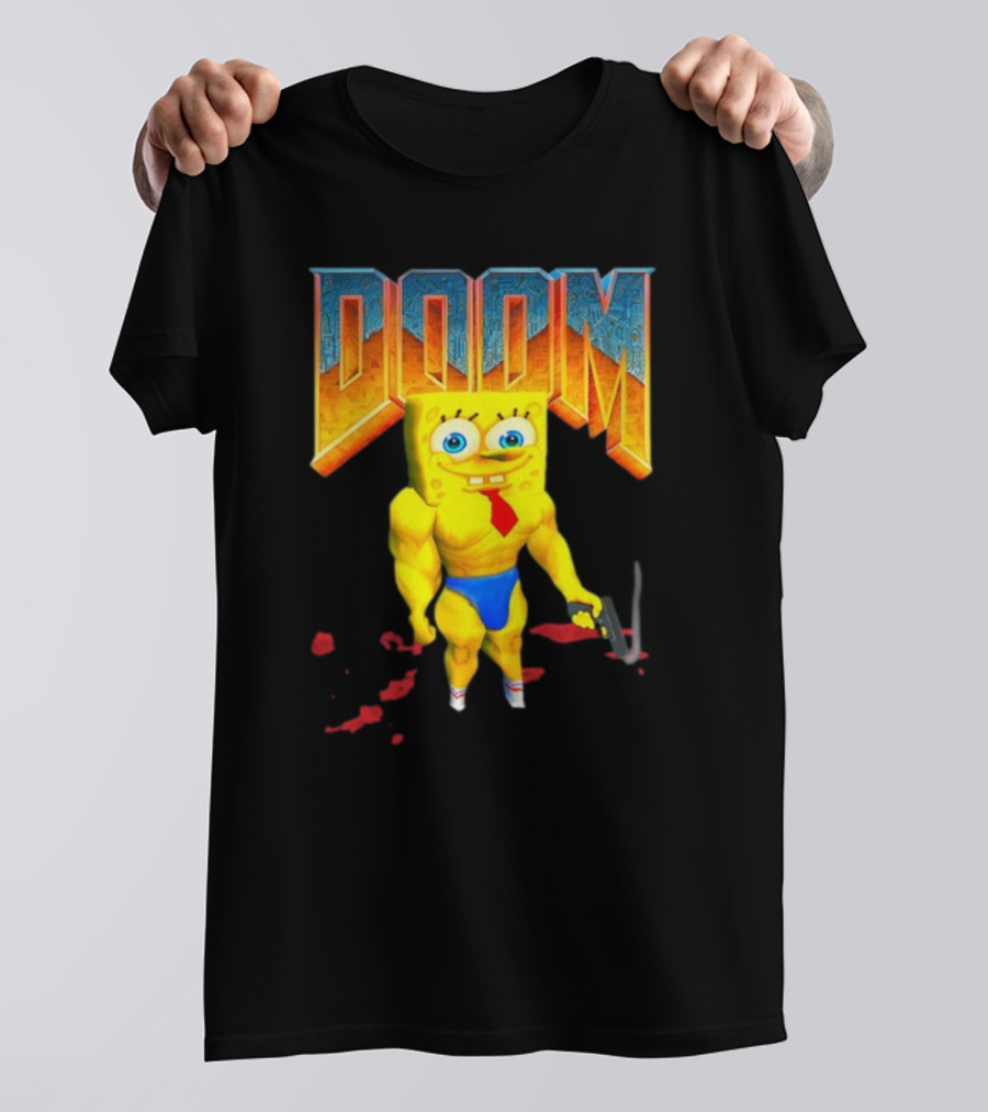 Doom Spongebob Teenhearts Muscular Parody Crossover T-Shirt