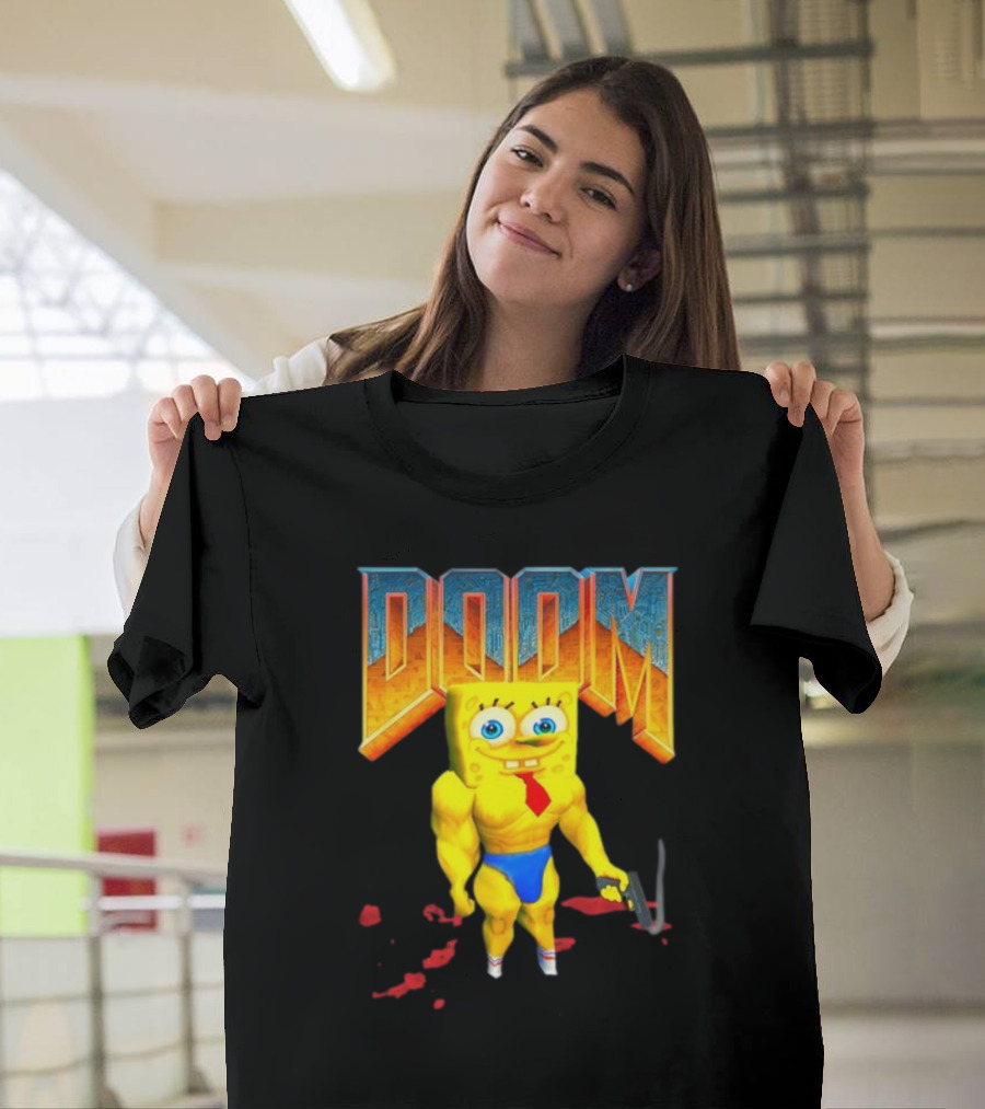 Doom Spongebob Teenhearts Muscular Parody Crossover T-Shirt