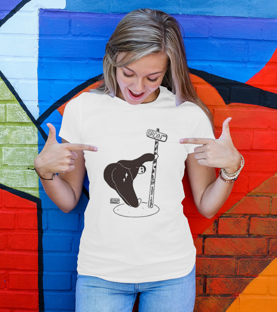 Groin Street Sign With Bandaged Steak Character By Rpwp T-Shirt