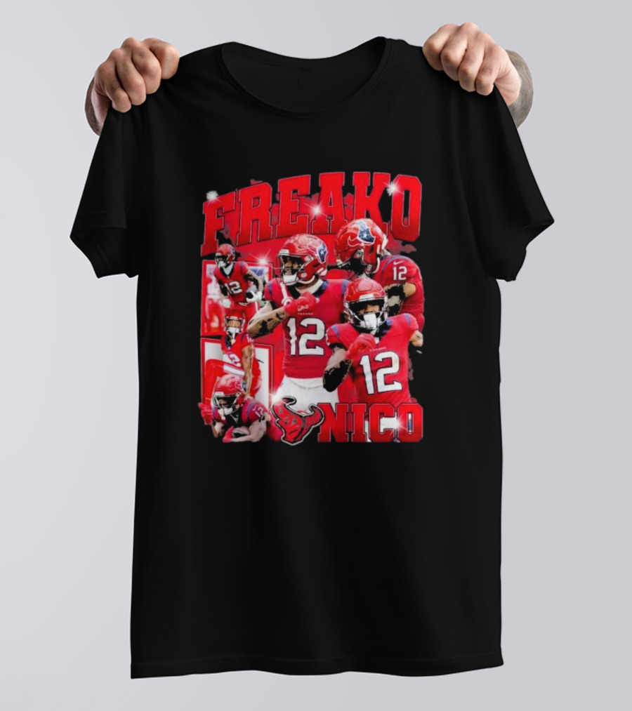 Houston Freako Nico 12 Football Player Collage T-Shirt