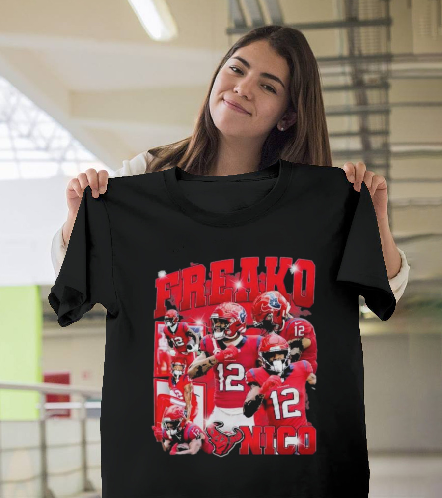 Houston Freako Nico 12 Football Player Collage T-Shirt
