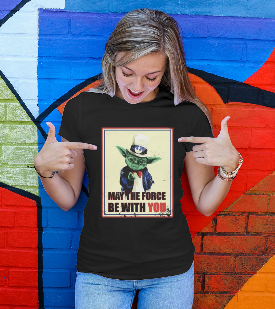 Baby Yoda May The Force Be With You Uncle Sam T-Shirt