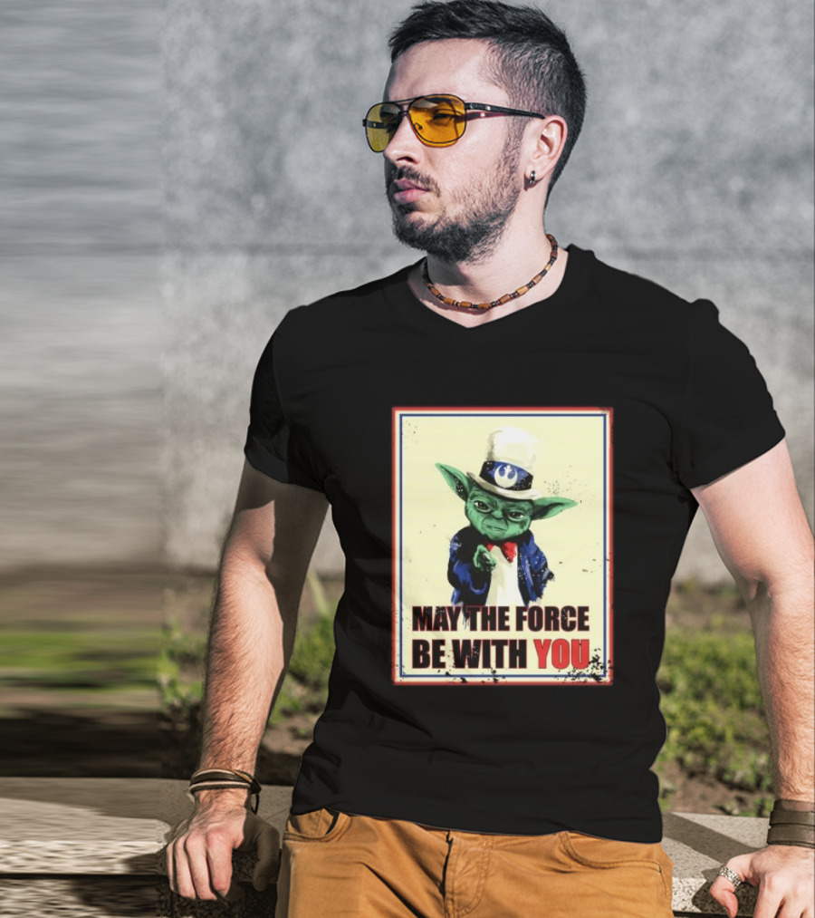 Baby Yoda May The Force Be With You Uncle Sam T-Shirt