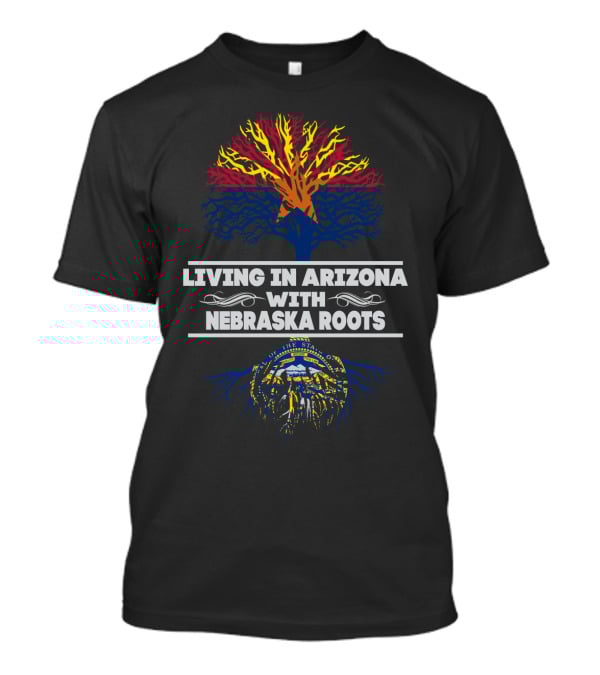 Living In Arizona With Nebraska Roots Arizona Sunset Tree And Nebraska State Seal T-Shirt