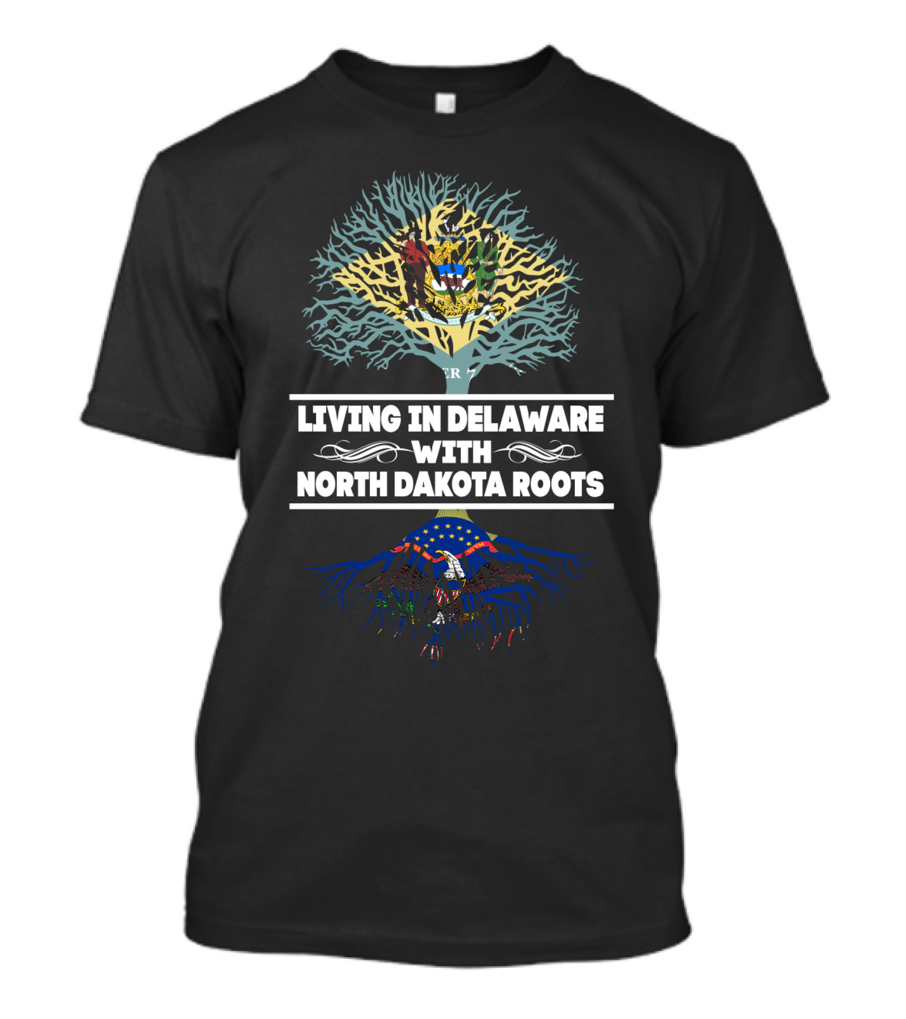 Delaware Living With Deep North Dakota Roots Family Tree Representation T-Shirt