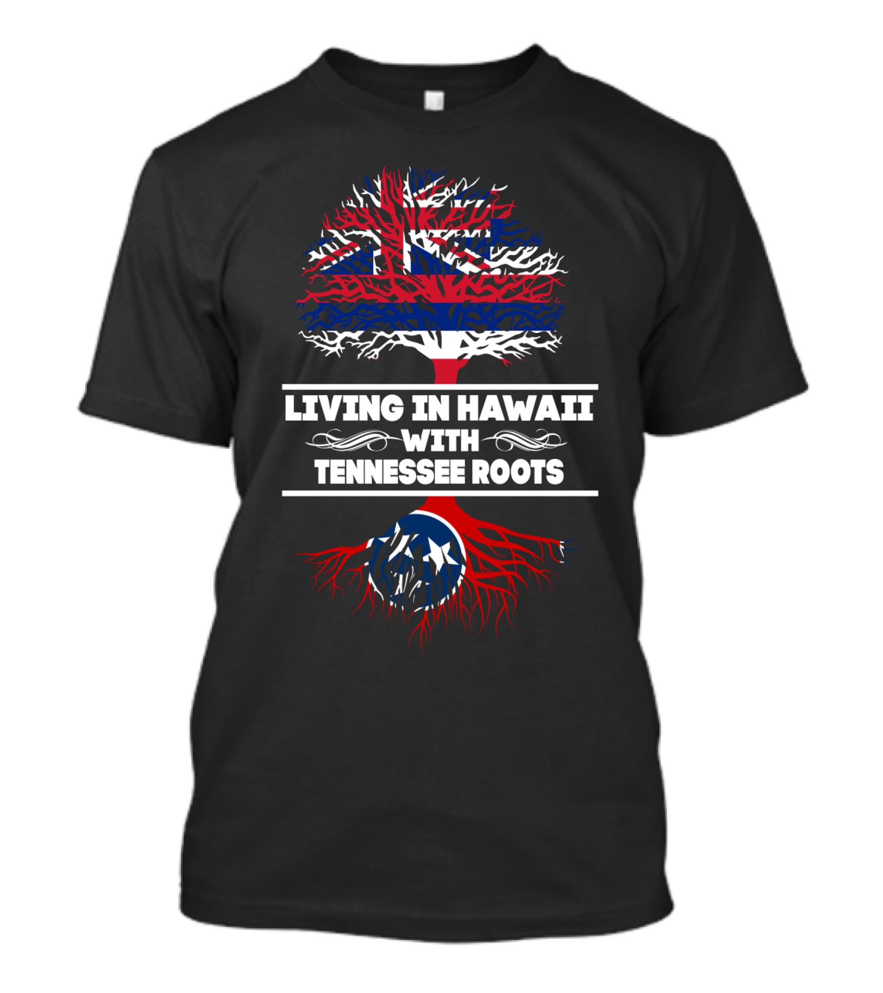 Hawaii Living With Tennessee Roots Flag Tree T-Shirt