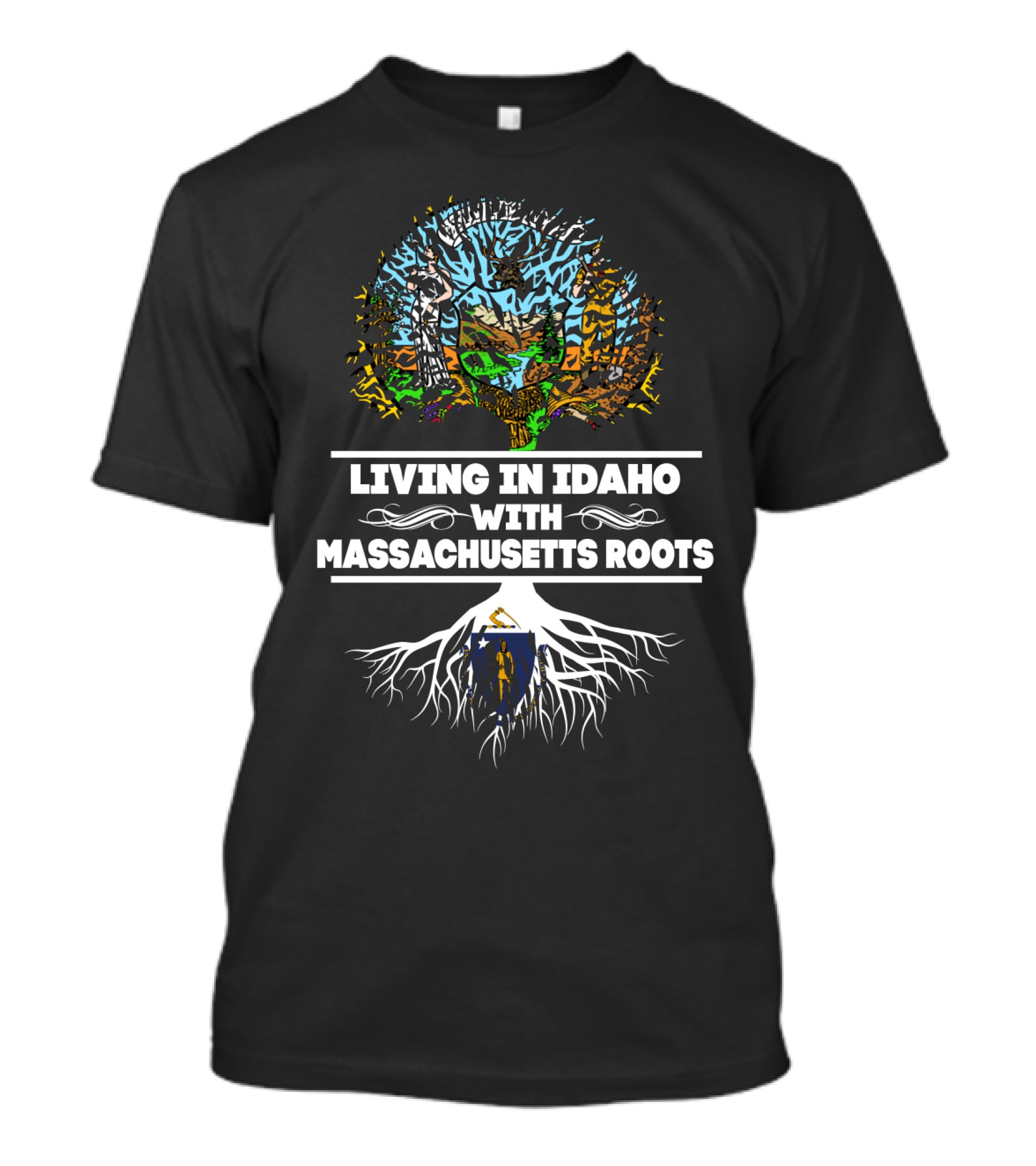 Idaho Life With Massachusetts Ancestry Tree T-Shirt