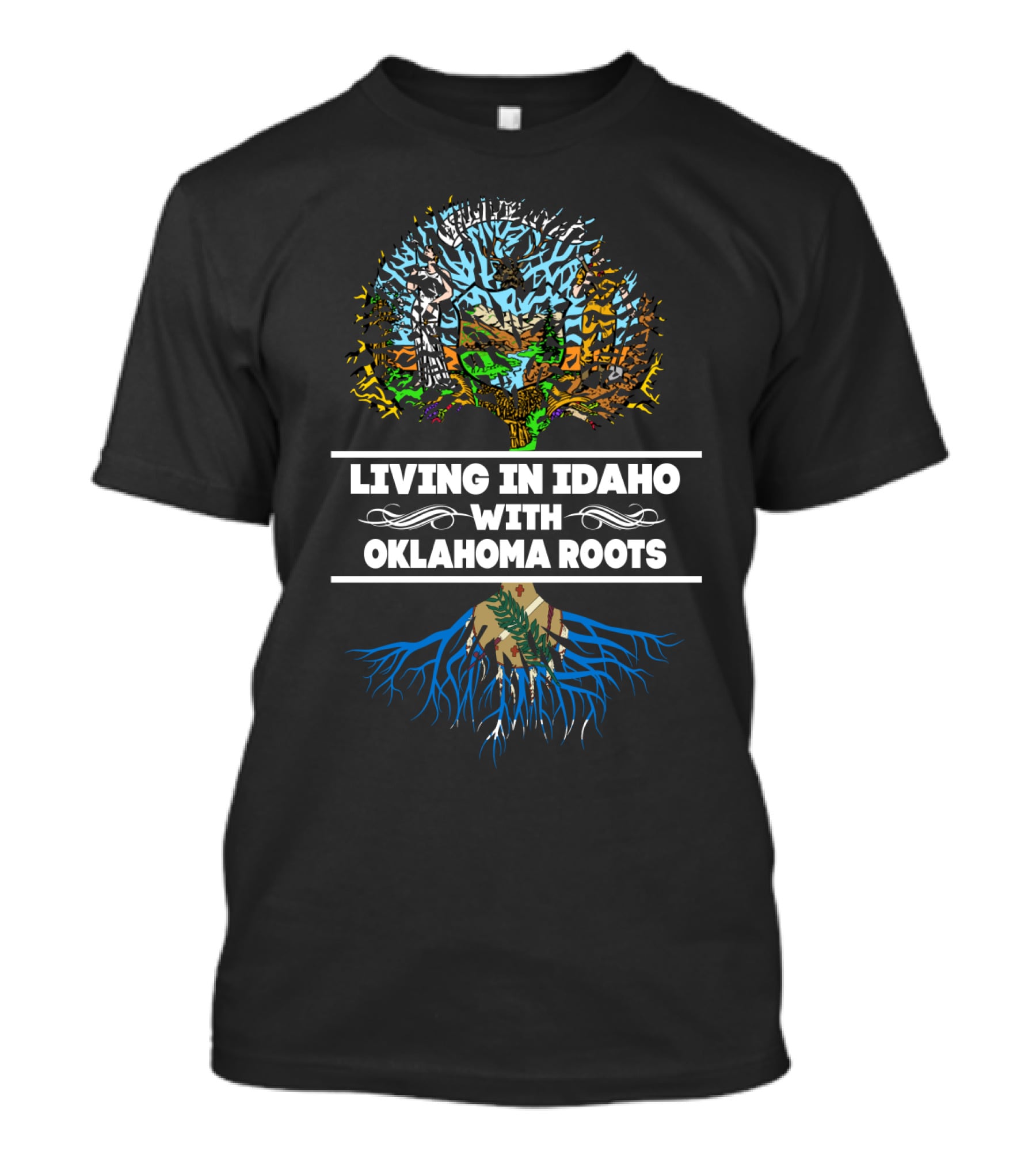 Living In Idaho With Oklahoma Roots Vibrant Tree T-Shirt