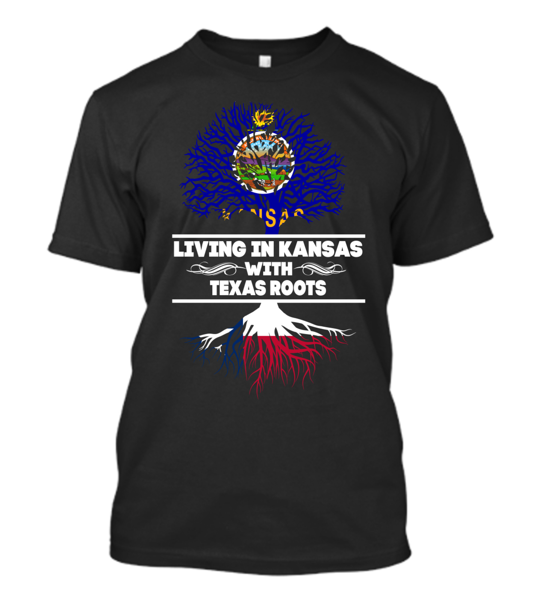 Kansas State Love With Hidden Texas Heritage Tree Flag T-Shirt