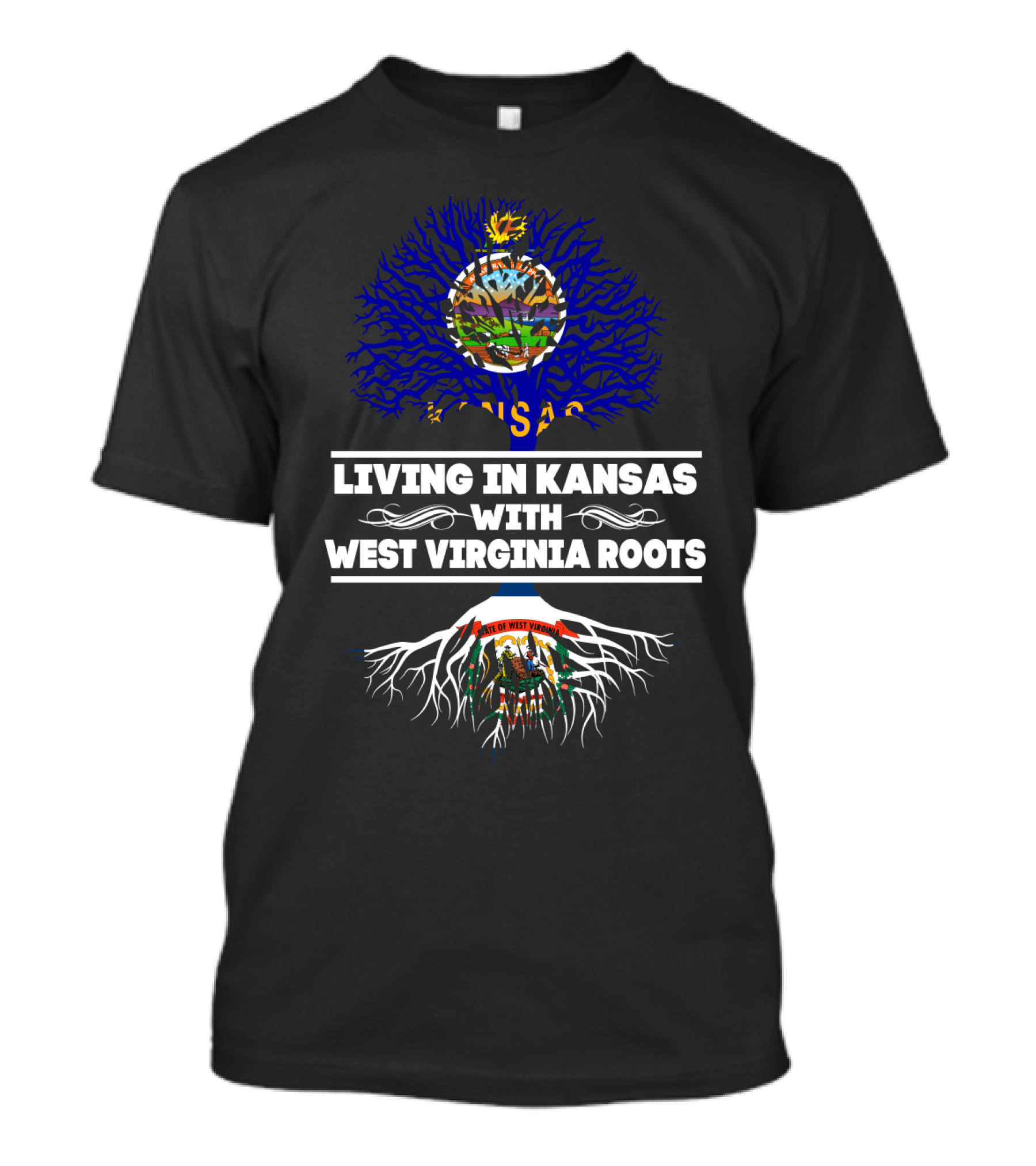 Kansas Home State West Virginia Family Heritage Roots Tree T-Shirt