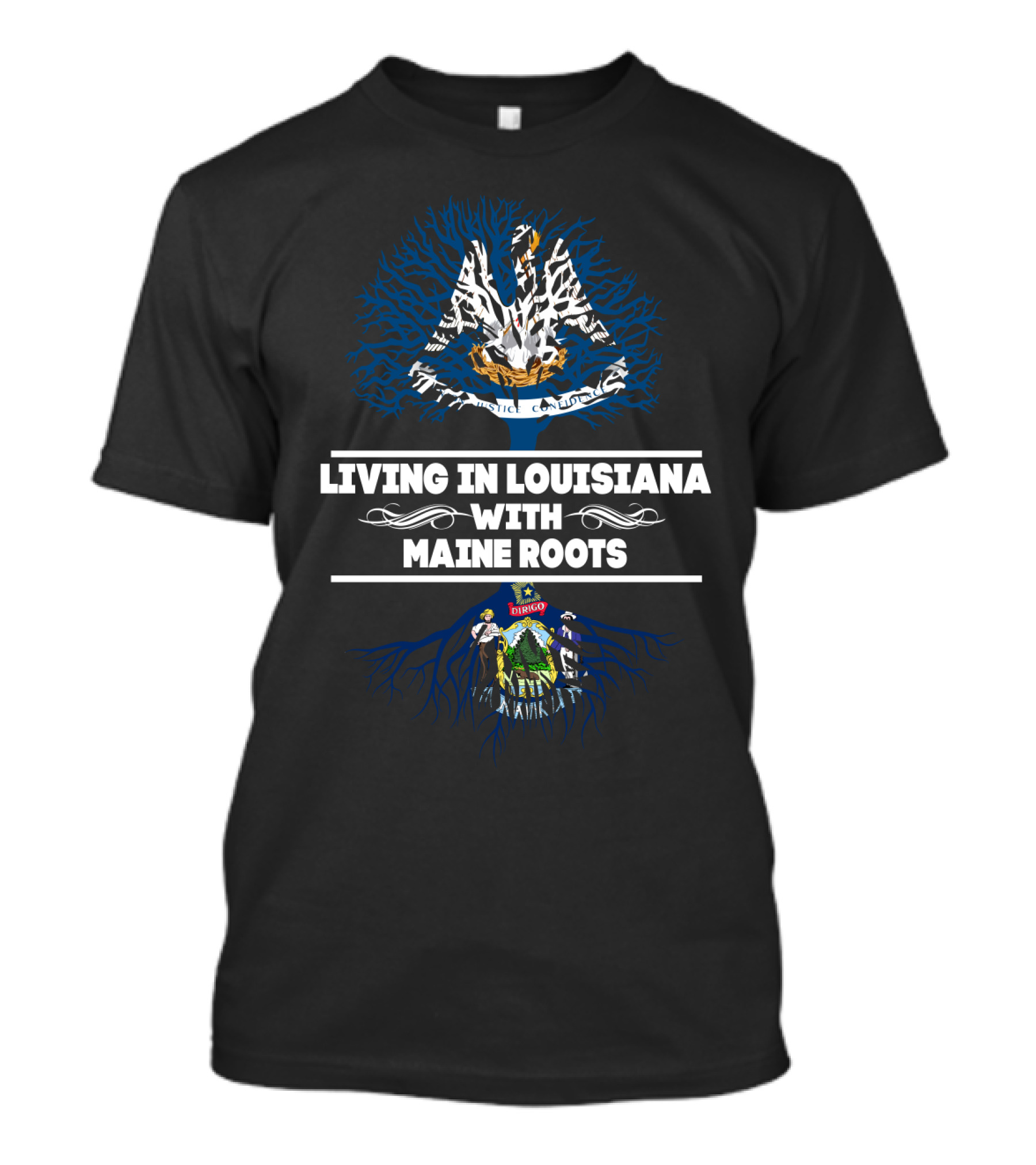 Louisiana Lifestyle Embracing Maine Heritage With State Symbols T-Shirt