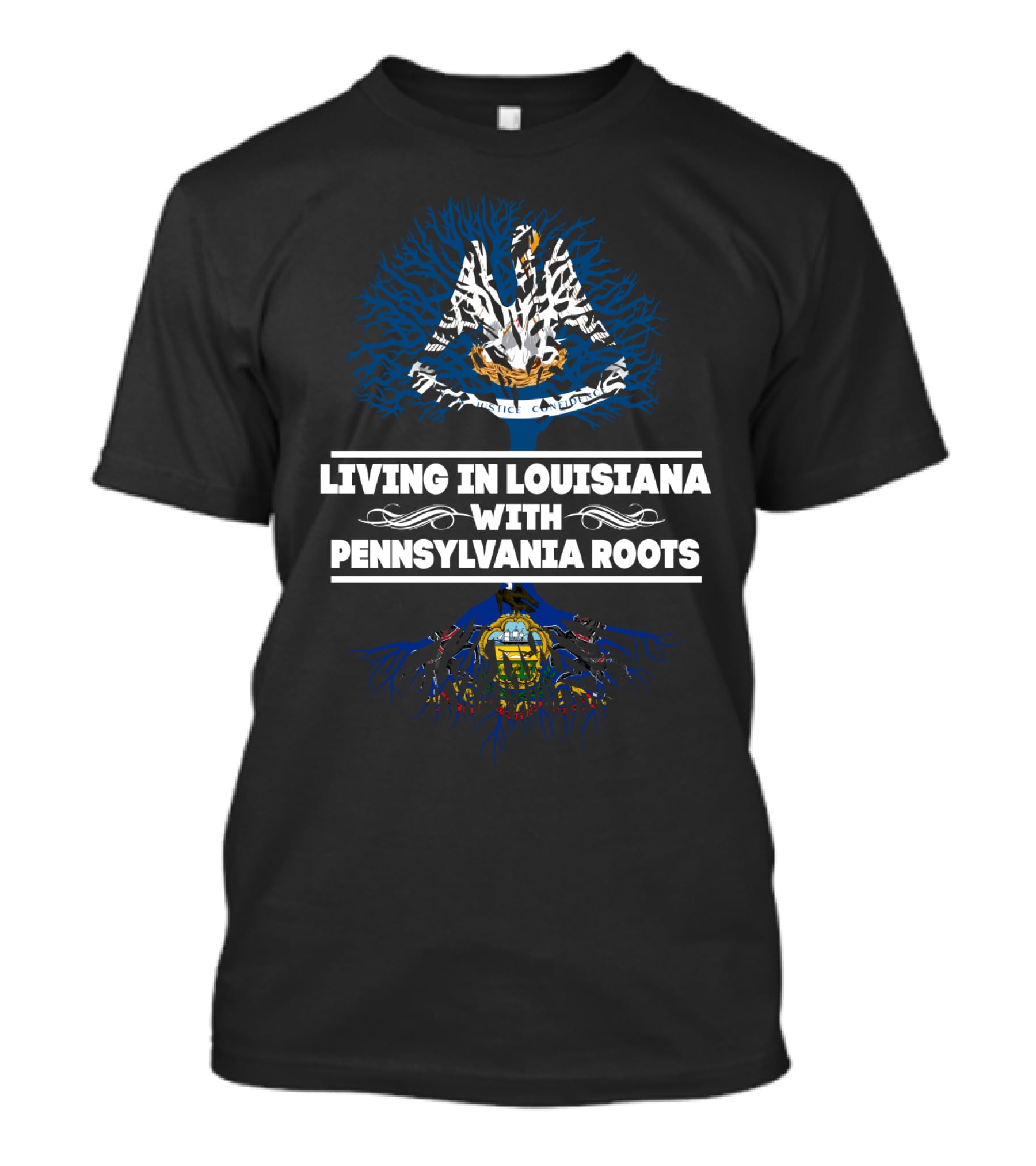 Louisiana Living Pennsylvania Roots Dual State Heritage Tree T-Shirt