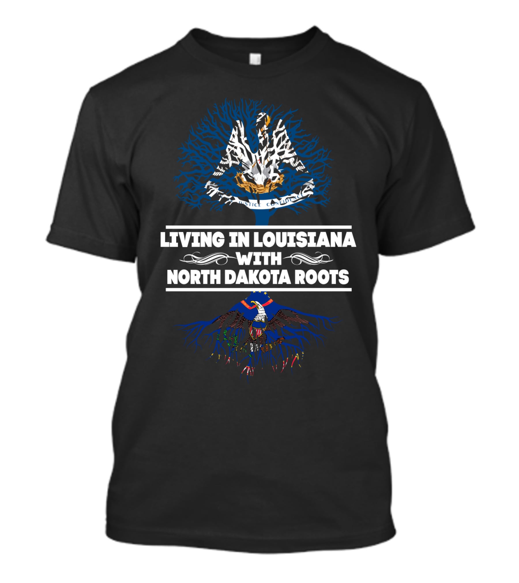 Louisiana Pelican And North Dakota Eagle Roots Connection T-Shirt