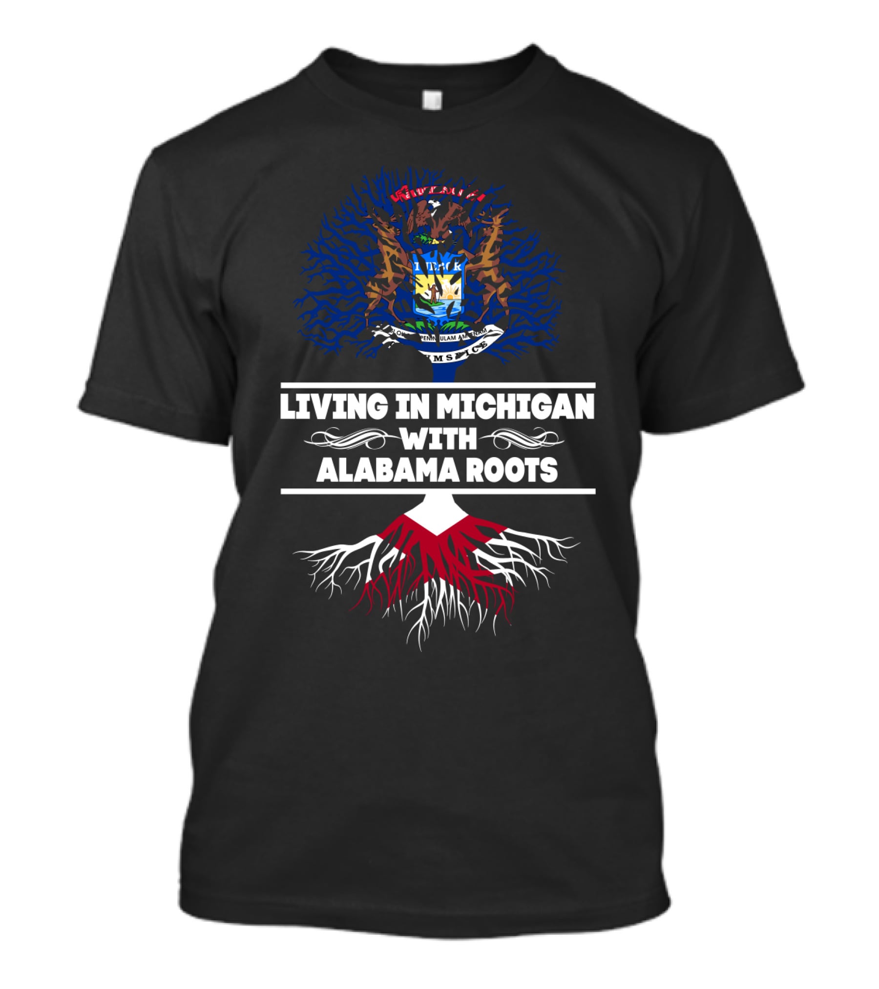 Michigan State Seal Emblem With Alabama Roots T-Shirt